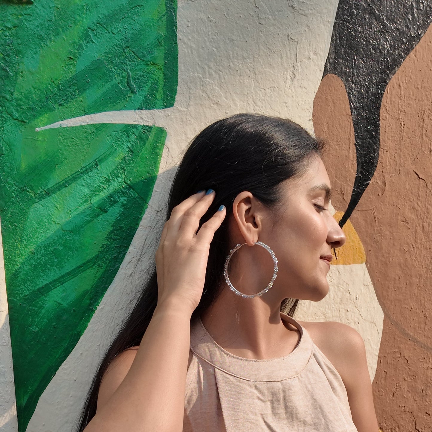 Silver Phoolmala Earrings