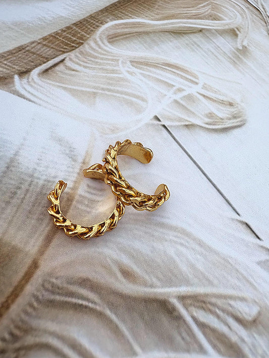 Golden Braid Rings - Set of 2