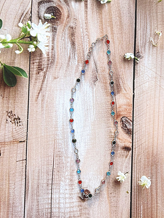 Silver Multi-Coloured Dainty Chain