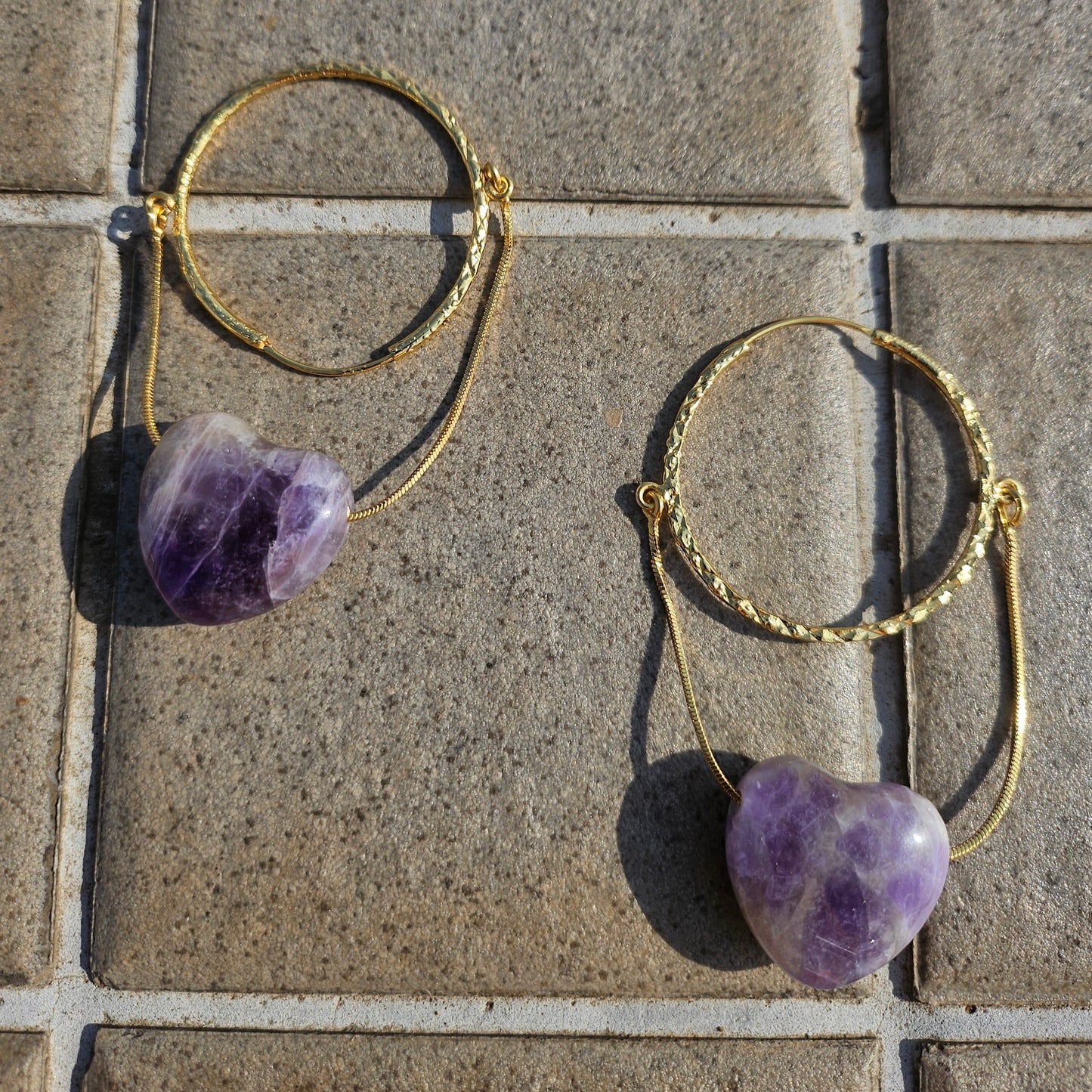 Amethyst Heart of Stone Earrings