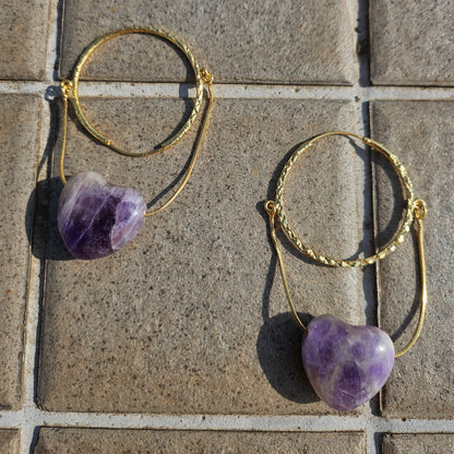 Amethyst Heart of Stone Earrings