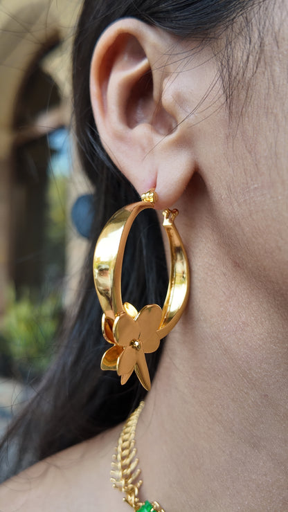 Gold Frangipani Hoops