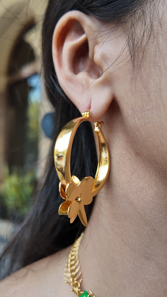 Gold Frangipani Hoops