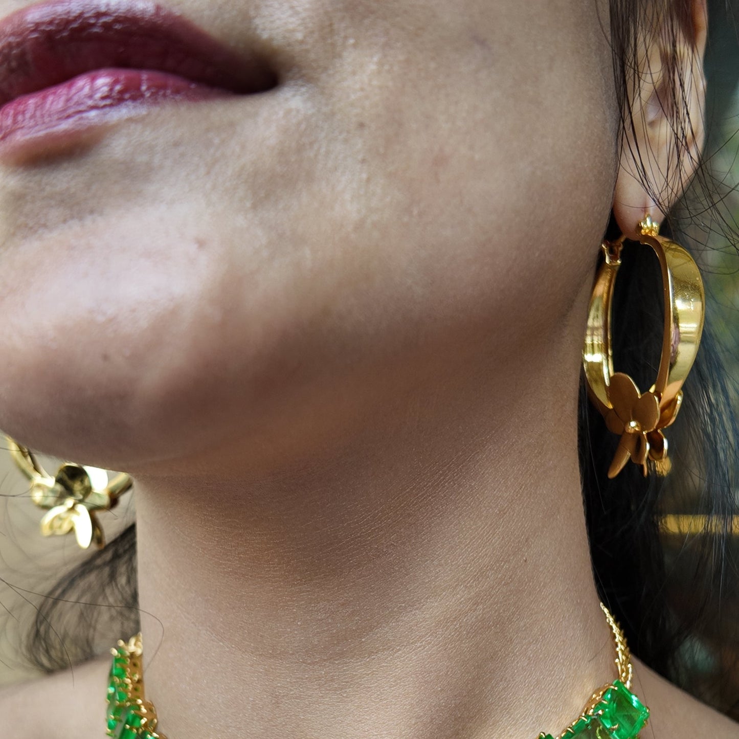 Gold Frangipani Hoops