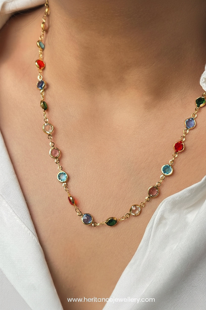 Golden Multi-Coloured Dainty Chain