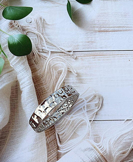 Pounded Silver Bangle