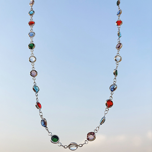 Silver Multi-Coloured Dainty Chain