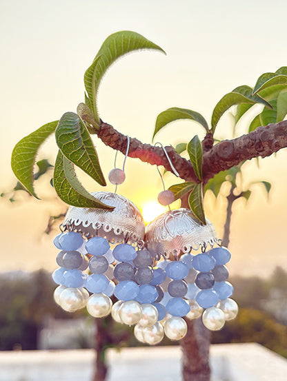 Silver Ocean Jhumkas
