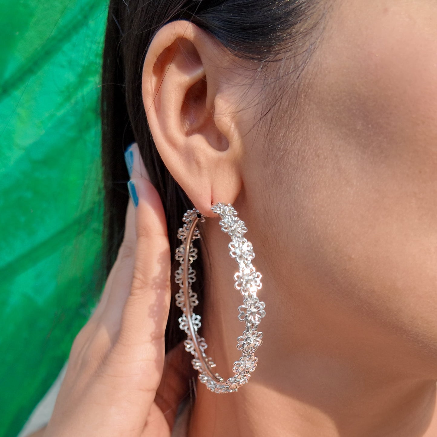 Silver Phoolmala Earrings