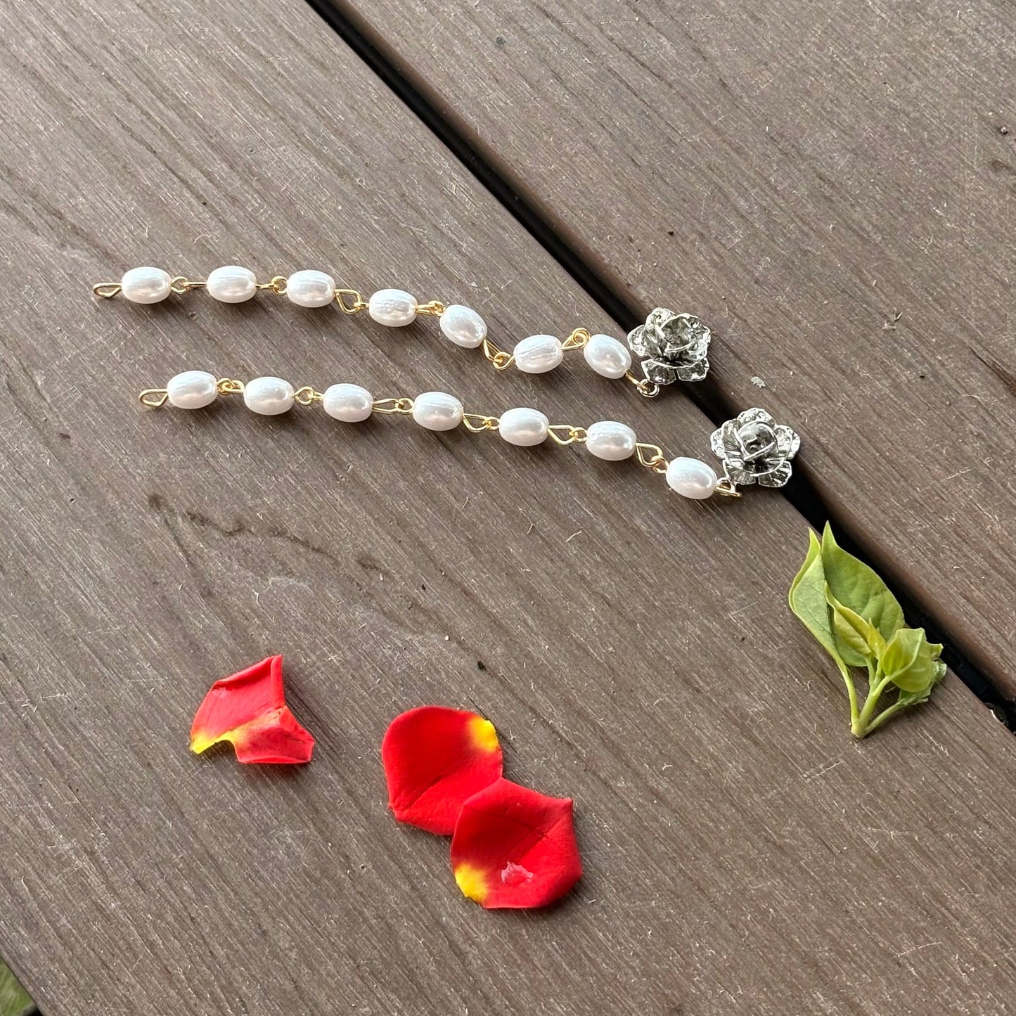 Silver Rose Dewdrop Earrings