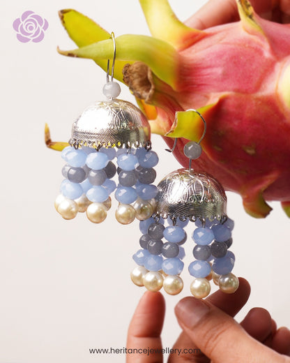 Silver Ocean Jhumkas