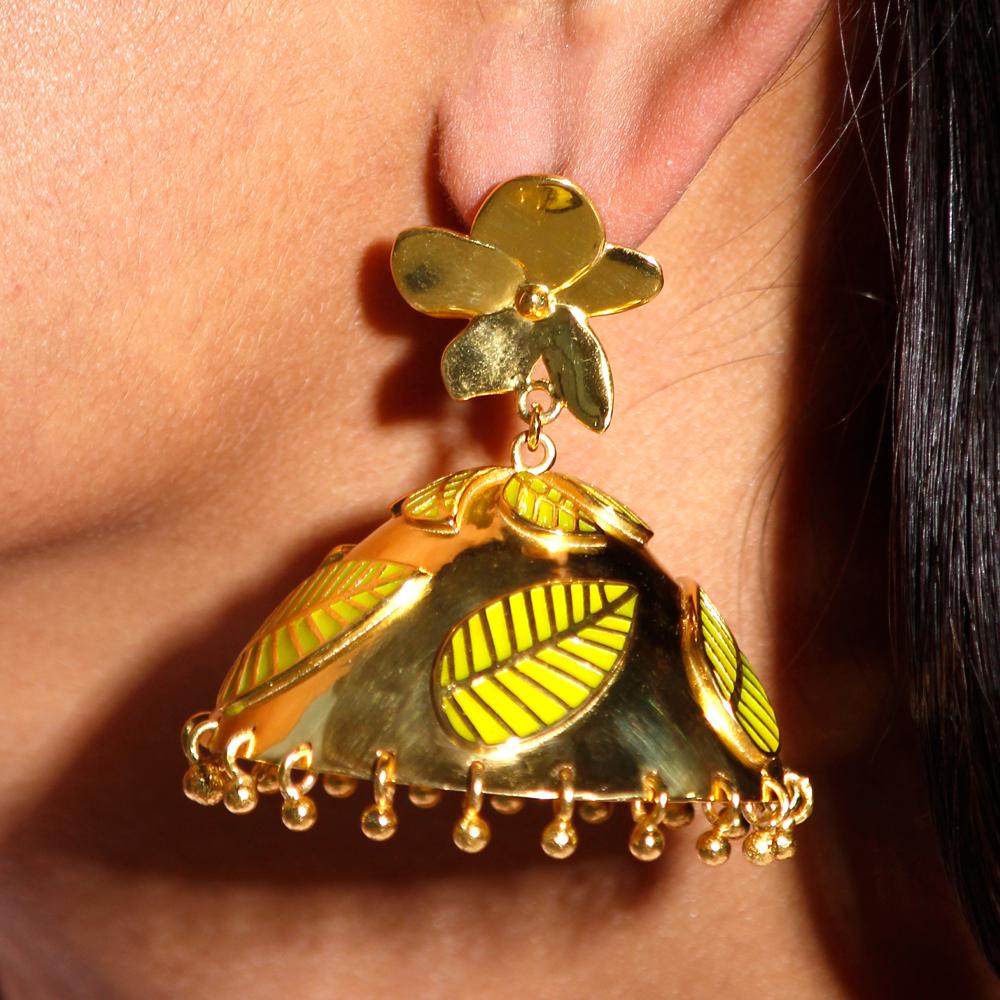 Yellow Frangipani Jhumkas