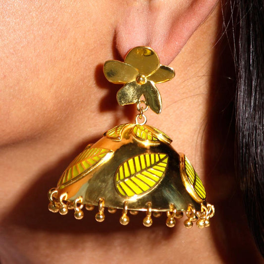 Yellow Frangipani Jhumkas