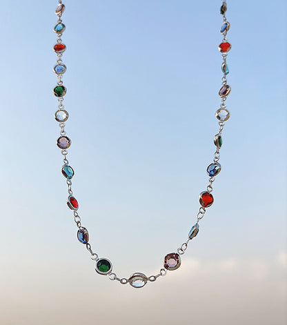 Silver Multi-Coloured Dainty Chain